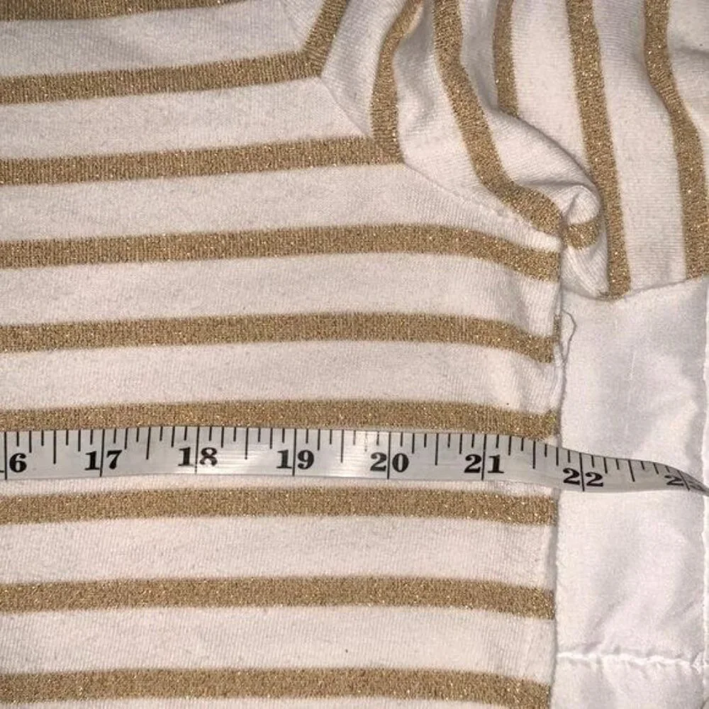 Style & Co Womens Striped Sweatshirt L White & Gold - Picture 7 of 8